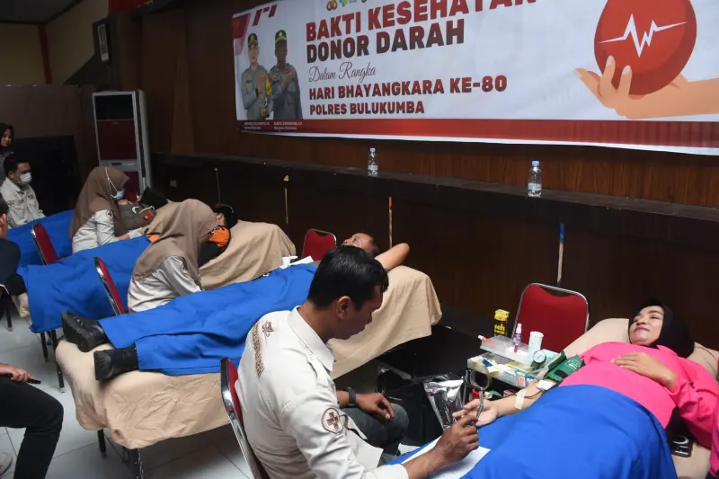 Hari Bhayangkara ke-80, Polres Bulukumba Kumpulkan 59 Kantong Darah